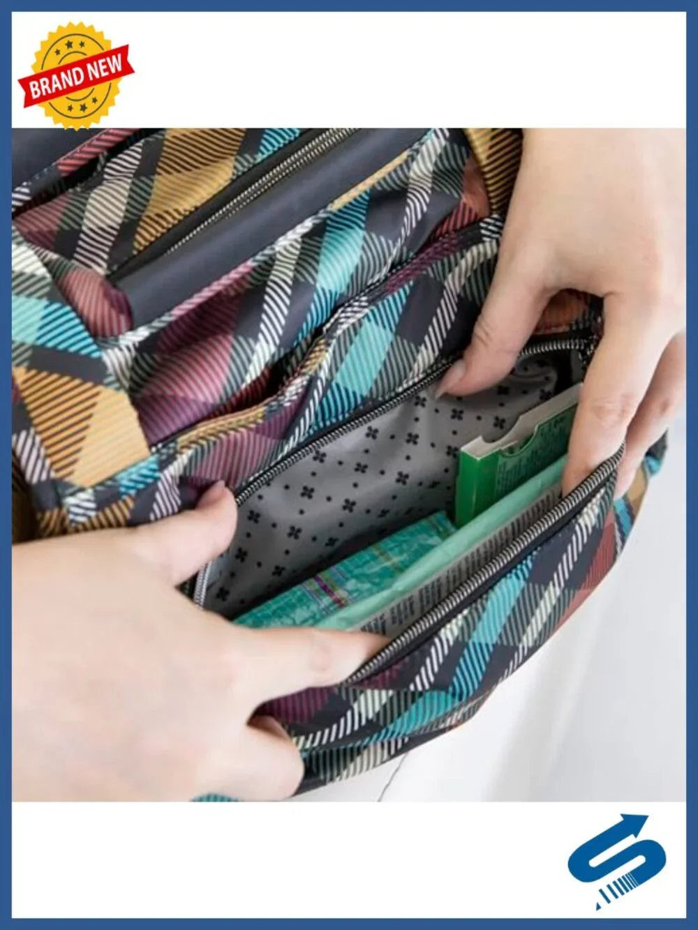 Satchel Bag with Multiple Pockets, Crossbody Strap, RFID Protection